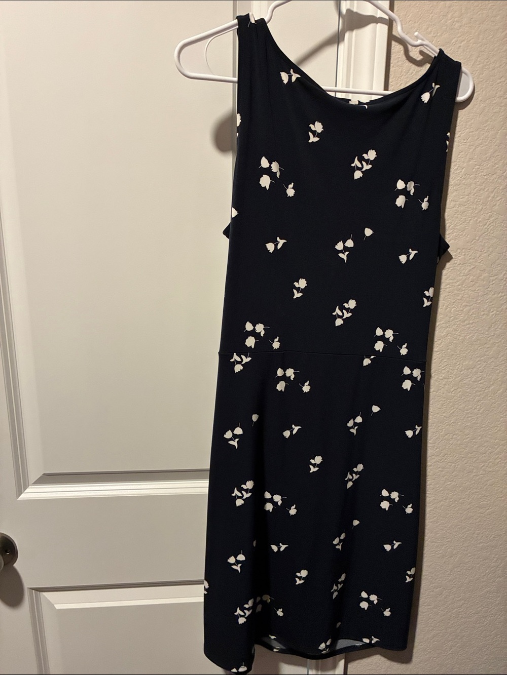 Ann Taylor Navy Blue Midi Dress with White Floral Accents - Picture 3 of 4